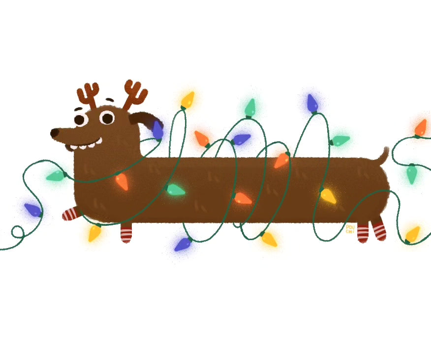 Carte de Noël - chien festif