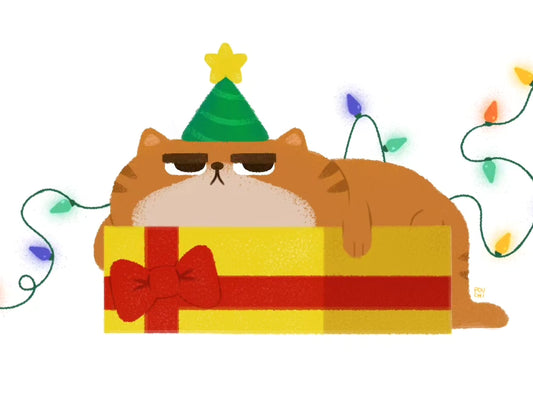 Carte de Noël - Chat grincheux